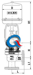 電動角型調節(jié)閥配3810L執(zhí)行器外形尺寸圖