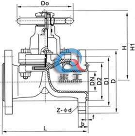 G41F襯氟隔膜閥 (堰式結構圖)